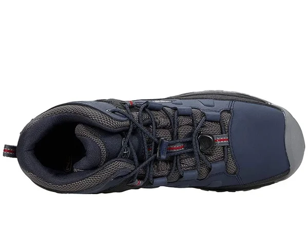 Keen Youth Targhee Mid Waterproof Shoe - 3 - Blue Nights - Red Carpet