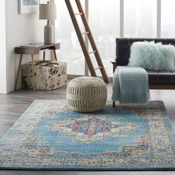 Nourison Passion Light Blue Area Rug, Size: 8& x 10&