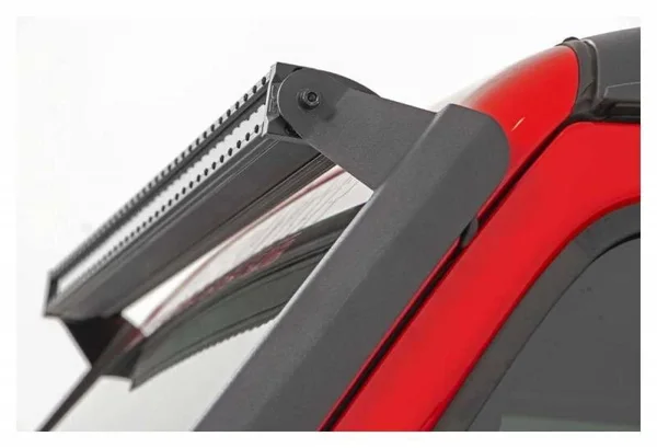 Rough Country Jeep 50-Inch Straight LED Light Bar Upper Windshield Kit w/ Dual-Row Black Series LED (2020 Gladiator JT - 18-20 Wr