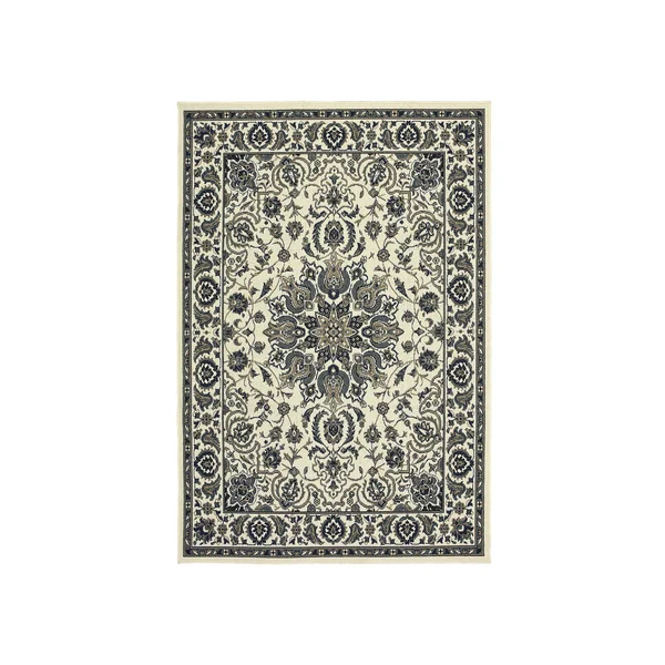 StyleHaven Mainland Traditional Framed Floral Indoor Outdoor Rug - White