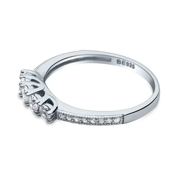 Berricle Sterling Silver Round Cubic Zirconia CZ 5-Stone Anniversary Wedding Curved Half Eternity Band Ring Size 7.5