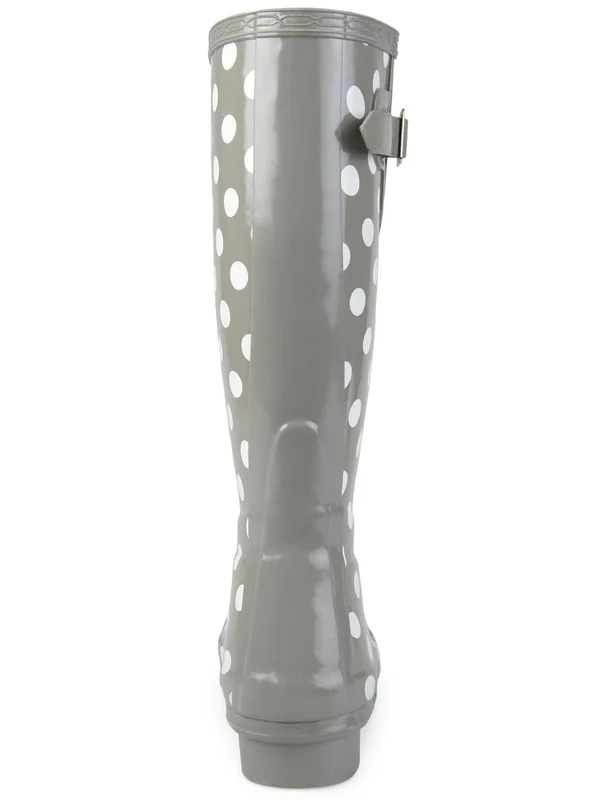 Journee Collection Women's Mist Mid Calf Rain Boot - Dot Rubber