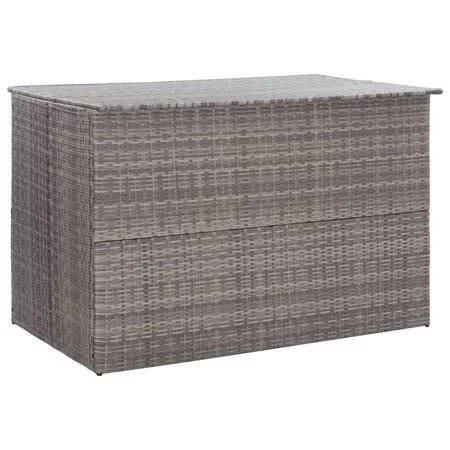 Garden Storage Box Gray 59.1 inchx39.4 inchx39.4 inch Poly Rattan