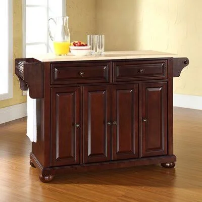 Hedon Kitchen Island Three Posts Base Finish: Vintage Mahogany