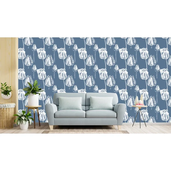 Hartous Vintage Tulips Removable Wallpaper, Size: 10&Large x 24W, Gray