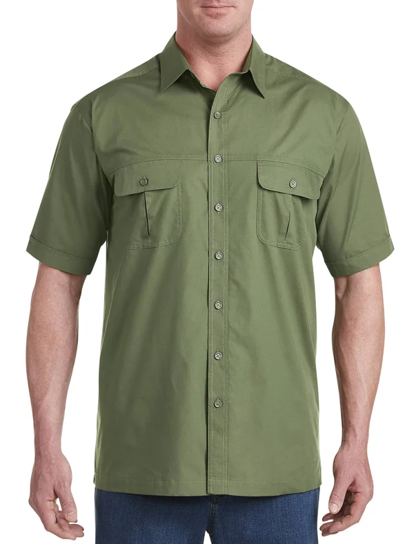 Big & Tall Harbor Bay Short-Sleeve Co-Pilot Sport Shirt - Green - Size 5X - Men's, Size 5XL