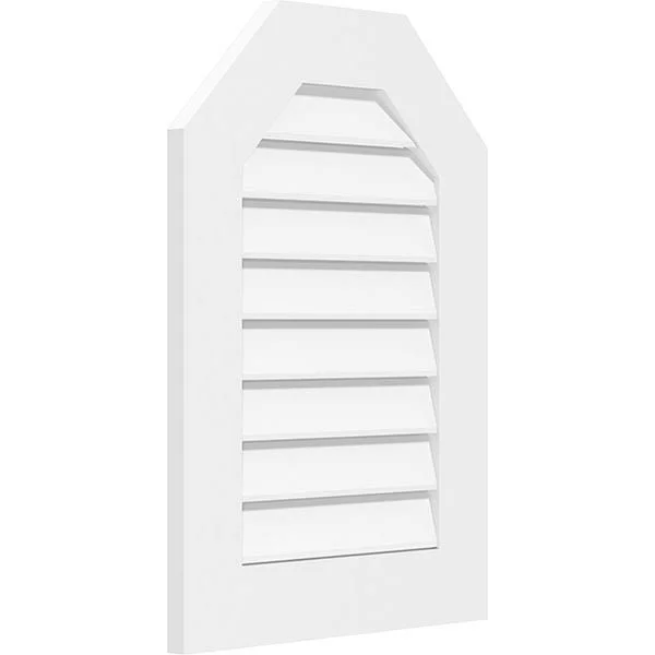Ekena Millwork GVPOT14X3201SF 14x22W x 32x22H Octagonal Top Surface Mount PVC Gable Vent: Functional - w/ 3-1/2x22W x 1x22P Stand