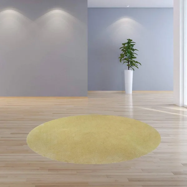 HomeRoots 349788 8 ft. Round Polyester Canary Yellow Area Rug