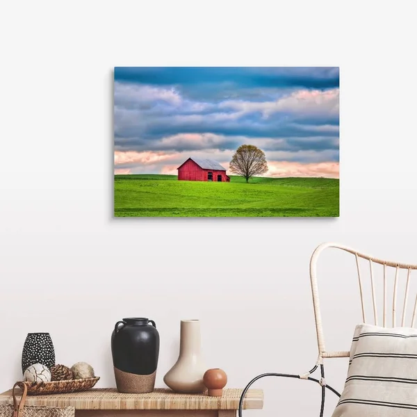 Red Barn, Canvas Wall Art, 36x24, Great Big Canvas