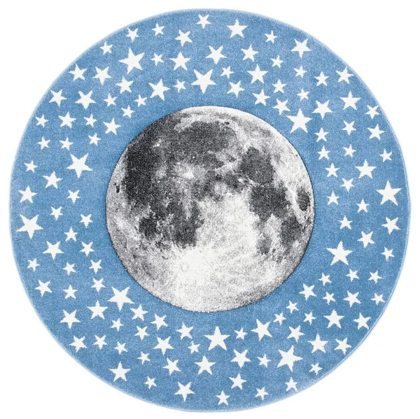 Safavieh Carousel Kids Aine Moon Rug - 5&3x22 x 5&3x22 Round - Light Blue/Grey