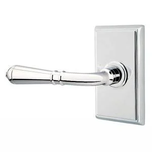 Brass Classic Hardware - Half Dummy Left Handed Turino Door Lever with Rectangular Rose in Polished Chrome - 8521T.HALF.US26-LH