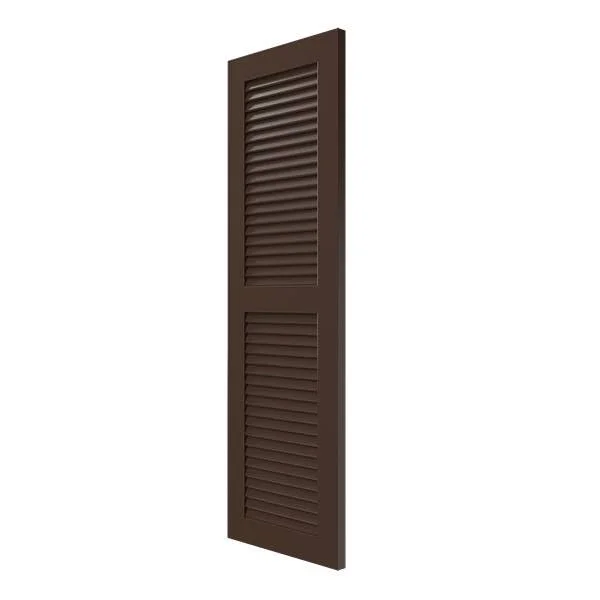 Ekena Millwork CWL18X073TBC 18x22W x 73x22H Exterior Composite Louvered Shutters (Per Pair), Tudor Brown