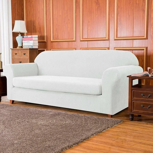 Subrtex Stretch 2-Piece Textured Grid XL Sofa Slipcover, Navy