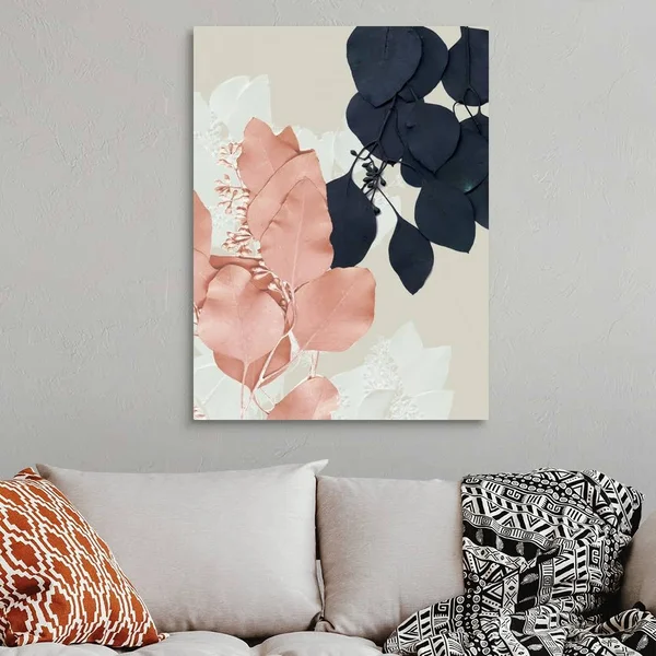 Indigo and Blush Leaves IV, Canvas Wall Art, 30x40, Great Big Canvas