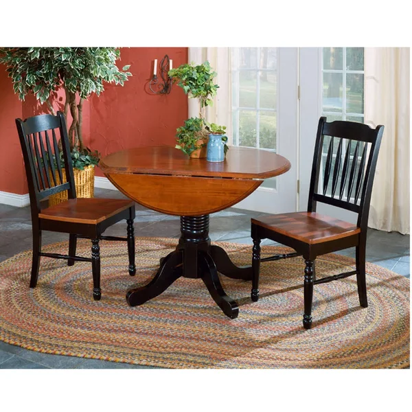 A-America British Isles Slatback Side Chair - Oak-Black Finish, Set of 2
