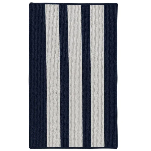Colonial Mills Coastal Breeze Vertical-Striped Indoor/Outdoor Reversible Braided Rug (2' x 4') Melon Silver, Teal