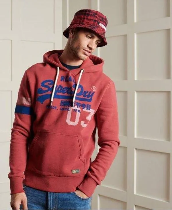 Superdry Vintage Logo Varsity Hoodie - Red - Hoodies