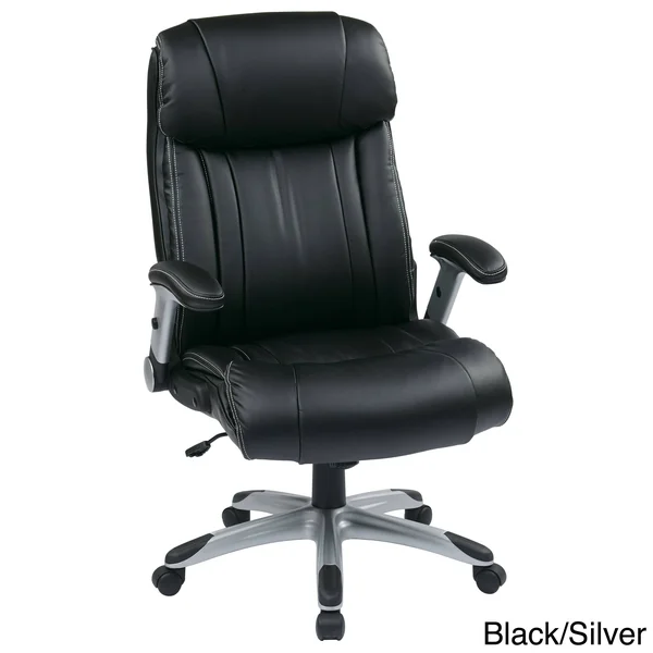 Office Star ECH Series Eco Leather Office Chair, Titanium/Black