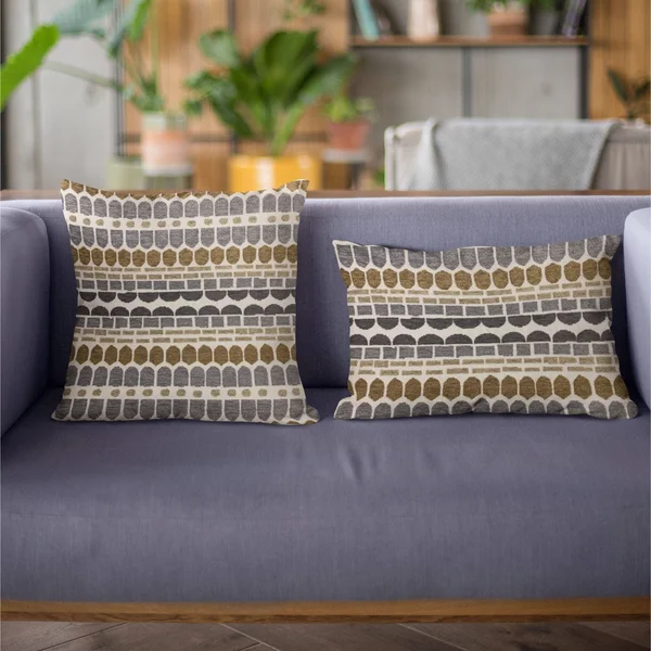 Plutus 22x22 x 22x22 Harmony Border Luxury Throw Pillow in Green and Gray