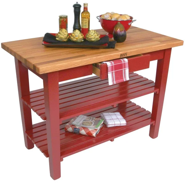 John Boos - OC3625-S-BS - 36x22 Basil Oak Table w/ Shelf