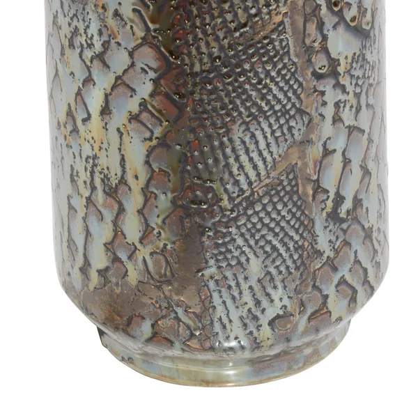 Silver Ceramic Contemporary Vase 31 x 8 x 8 - 8 x 8 x 31