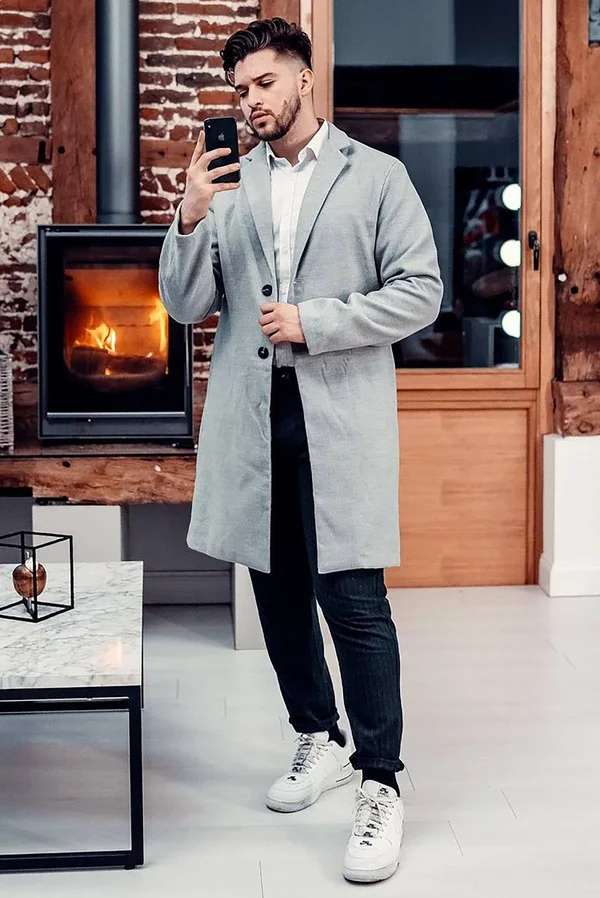 Mens Chadwick Car Coat in Grey Size 2XL by Fashion Nova