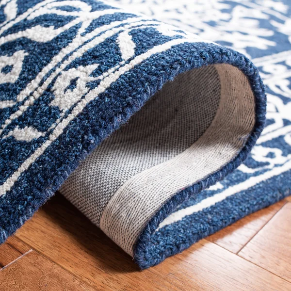 Safavieh Micro-Loop Rug Collection MLP648N - Navy, Ivory - 5' x 5' Square