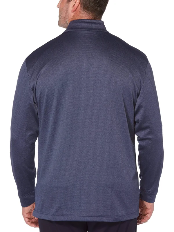 Callaway Men's Big & Tall 1/4 Zip Stretch Waffle Fleece Sweater, Size 5X, Peacoat Heather Blue, Polyester/Elastane, Golf Ap