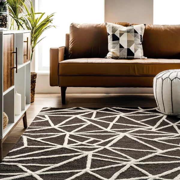 5'x8' Rectangle Hand Made Woven Geometric Wool Area Rug Black - nuLOOM