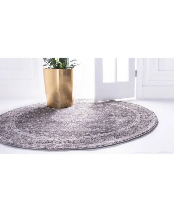 Unique Loom Bromley Midnight Dark Gray 8 ft. Round Area Rug