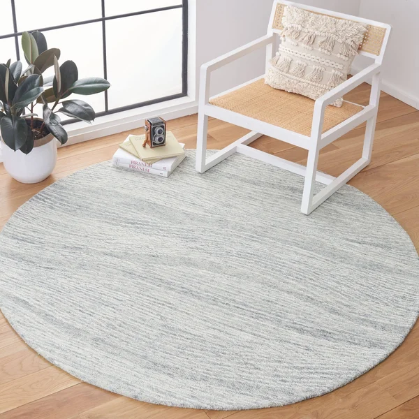 Metro Collection MET995F Rug Grey - Ivory, Round 6& x 6&