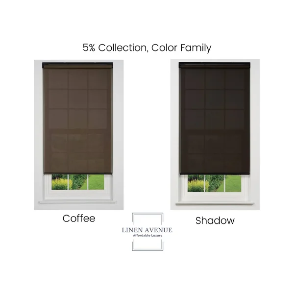 Linen Avenue Cordless 5% Solar Screen Standard Roller Shade - Coffee 44 W x 66 H