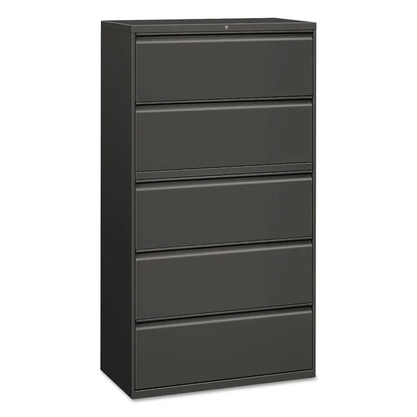 Alera Five-Drawer Lateral File Cabinet - 36W x 19.25d x 67h, Charcoal
