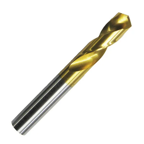 GUHRING Inc. 9.9mm Diameter Cobalt 130° Point Heavy Duty Stub Length Drill - Tin Coated, 43mm LOC, 89mm OAL