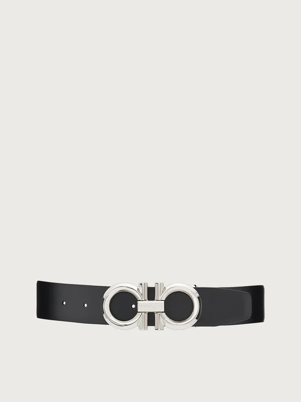 Salvatore Ferragamo Adjustable/Reversible Belt - 679939 (Black/Hickory) Men's Belts