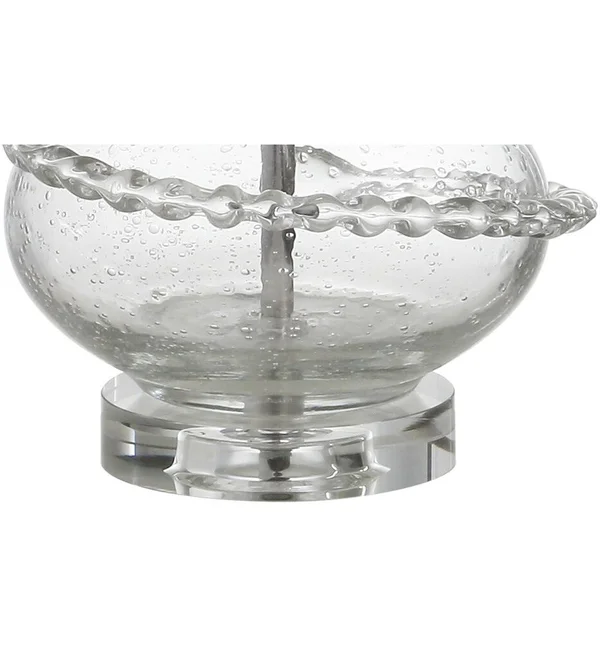 Jonathan Y Belle 31.5x22 Glass LED Table Lamp, Clear/Chrome