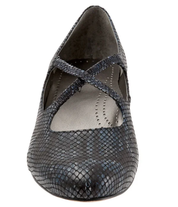 Trotters Jamie Pumps, Women's, Navy Snake, Size: 5.5