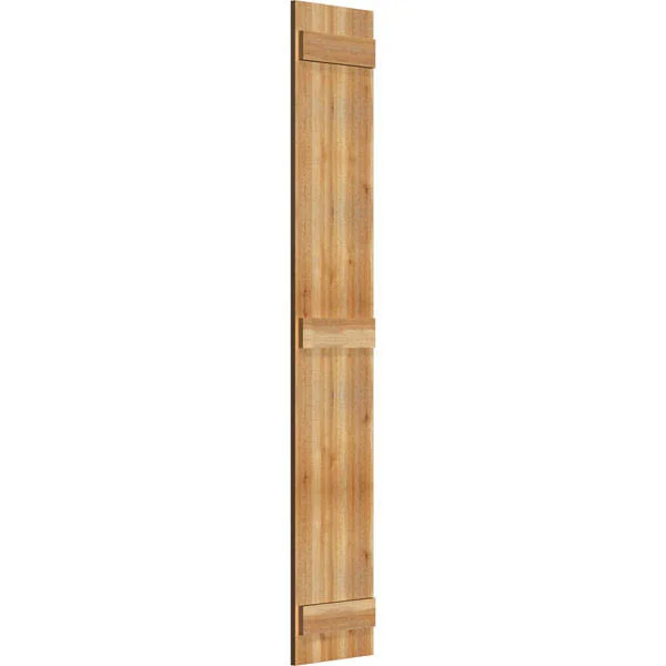 13 1/2x22W x 77x22H TimberCraft Four 3 3/8x22 Boards Joined Board-n-Batten Shutters - Rough Sawn Western Red Cedar (Per Pair)