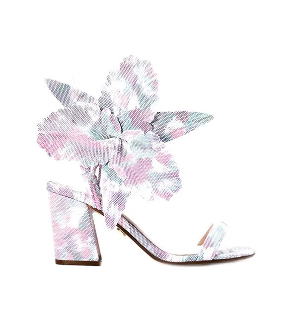 Cecelia New York Hibiscus Heeled Sandals TIDEDYE Flower Block Heel Pumps, Women's, Size: 6