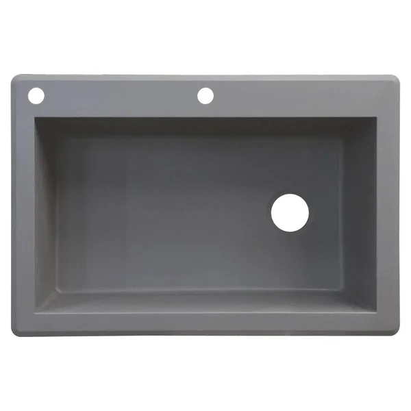 Transolid Radius Drop-In 33-in x 22-in Grey Single Bowl 2-Hole Kitchen Sink in Gray, RTSS3322-17-CA