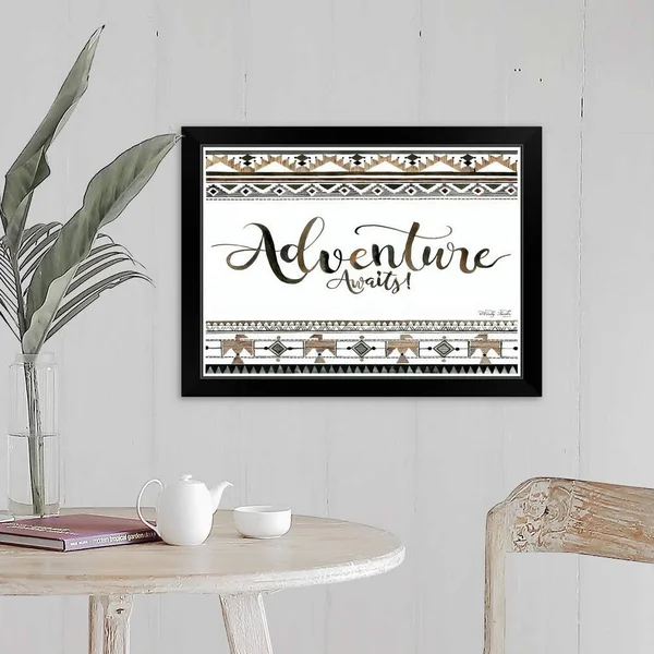 Adventure Awaits, Black Framed Wall Art, 24x18, Great Big Canvas