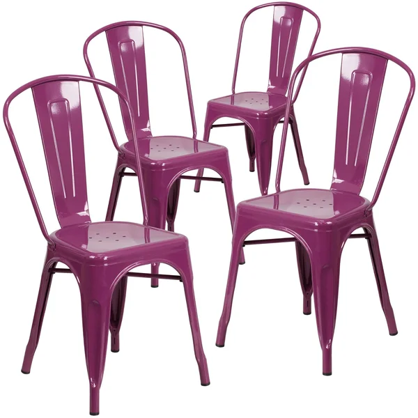 Flash Furniture 4 Pk. Green Metal Indoor-Outdoor Stackable Chair