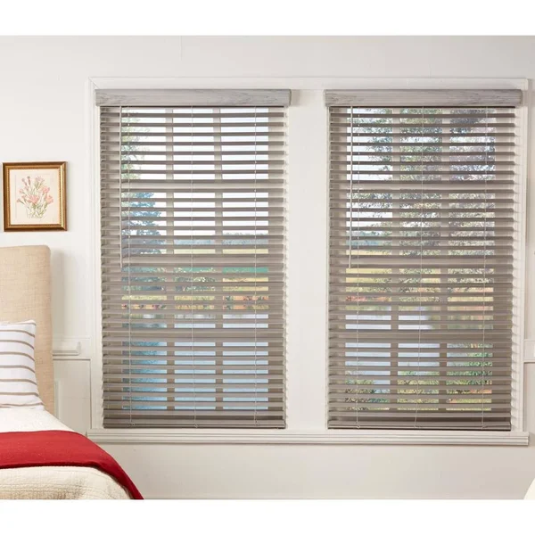Perfect Lift Window Treatment Room Darkening Driftwood Gray 2 in. Cordless Faux Wood Blind 27.25 in. W x 72 in. L(Actual Size: 2