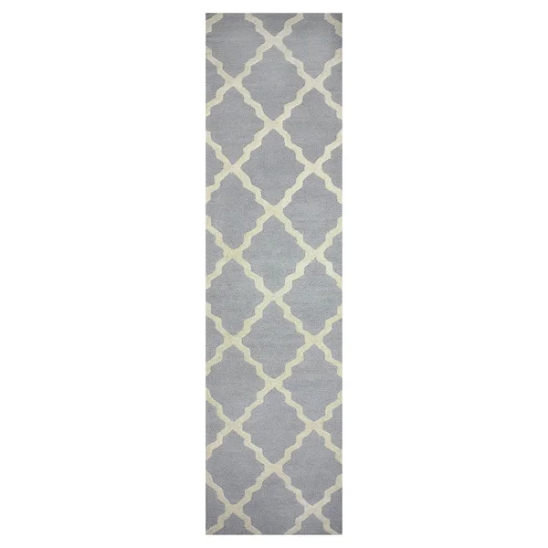 nuLOOM Light Grey Hand Hooked Marrakech Trellis Area Rug Runner, 2& 6x22 x 8&