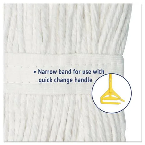 Rubbermaid Swinger Loop Wet Mop Heads, Cotton/Synthetic, White, Small, 6/Carton