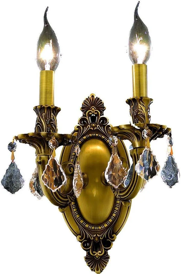 Rosalia Wall Sconce Traditional Antique 2-Light Clear Crystal French Gold