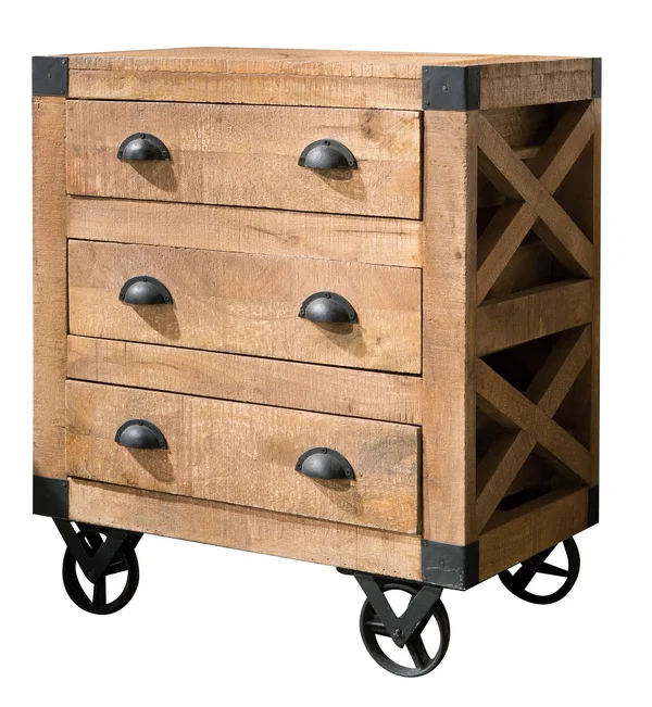 Donny Osmond Home 950601 Antonelli Rough-Saw 3-Drawer Accent Cabinet, Natural