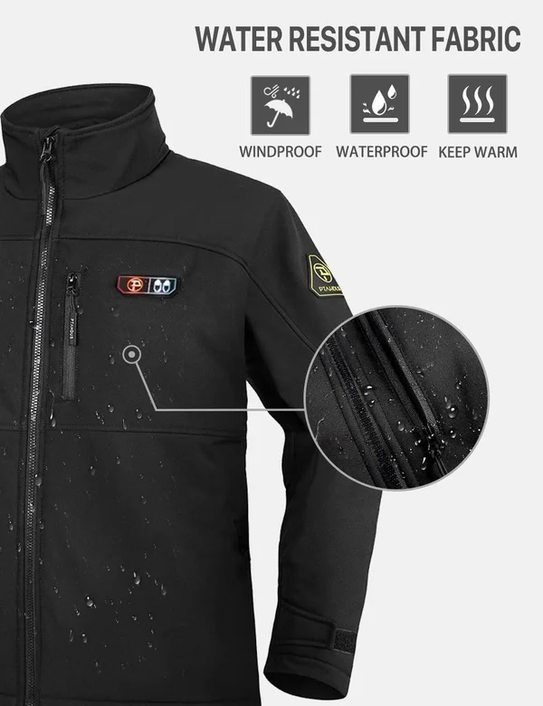 PTAHDUS Men's Heated Jacket Soft Shell with Hand Warmer - with 7.4V