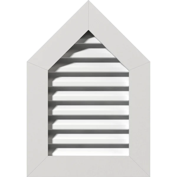 12 inchw x 34 inchh Peaked Top Gable Vent (17 inchw x 39 1/8 inchh Frame Size) 10/12 Pitch: Functional, PVC Gable Vent w/ 1 inch