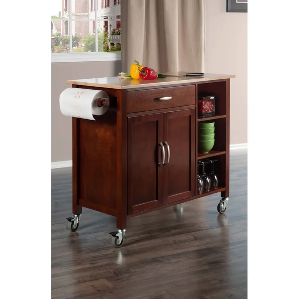 Winsome Wood Mabel Kitchen Cart Walnut/Natural - 94843 - Walnut